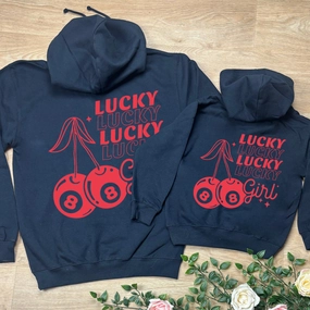 Lucky Cherries Mum Matching Back Hoodies Navy Holiday Collection - vacation wear sale