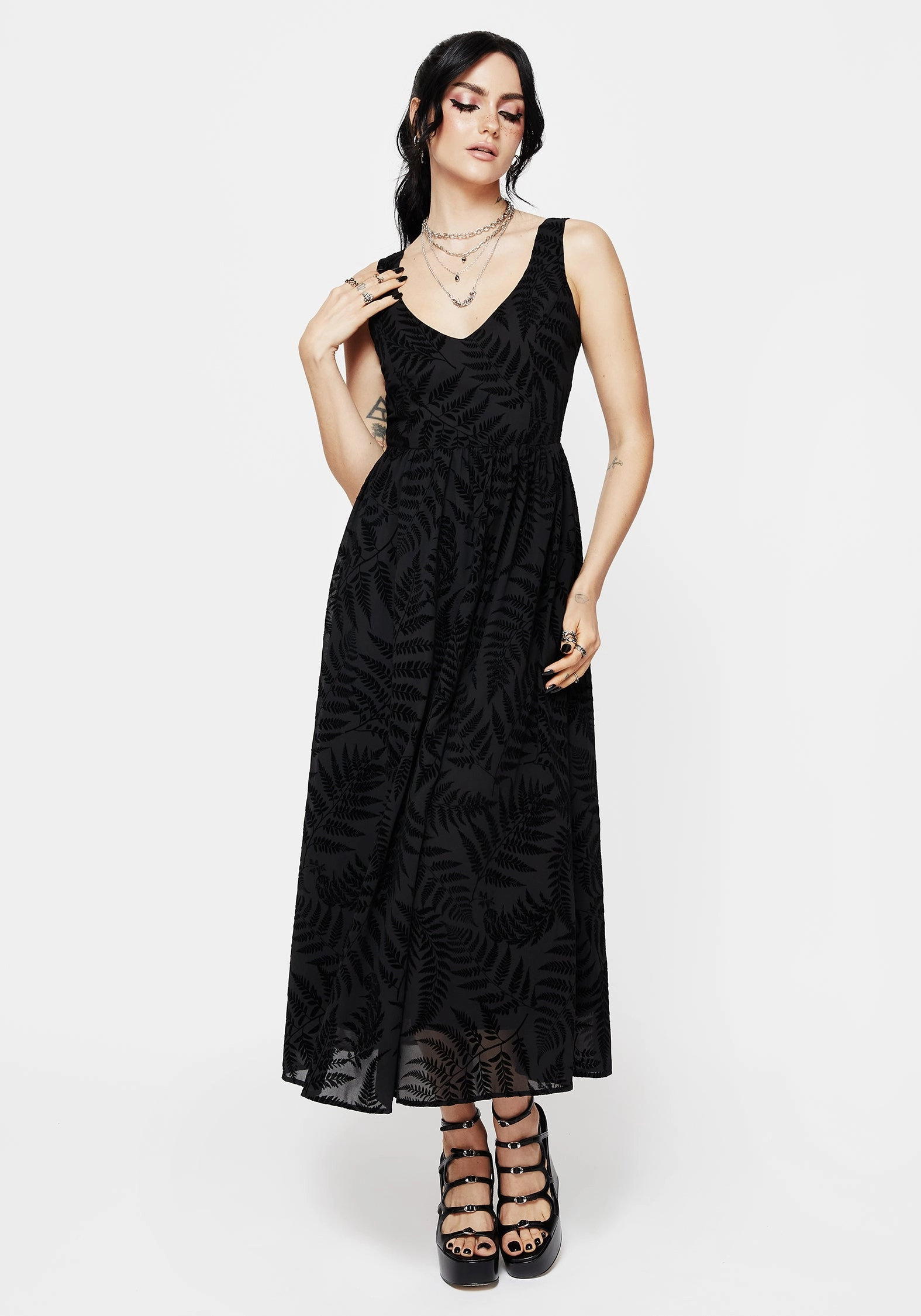 Lunafern Fern Print Cami Midaxi Dress