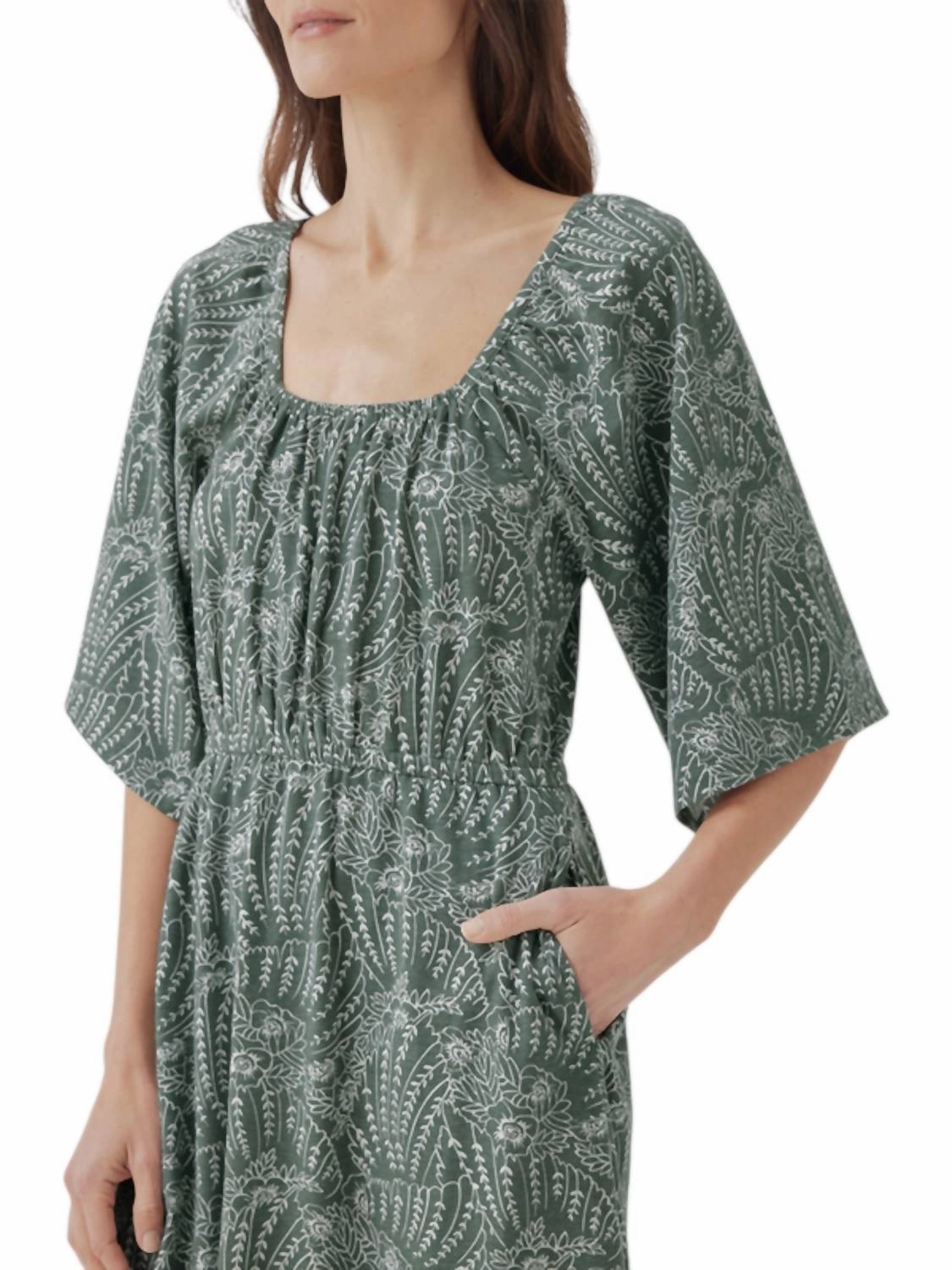 Luxe Jersey Flutter Sleeve Dress In Garden