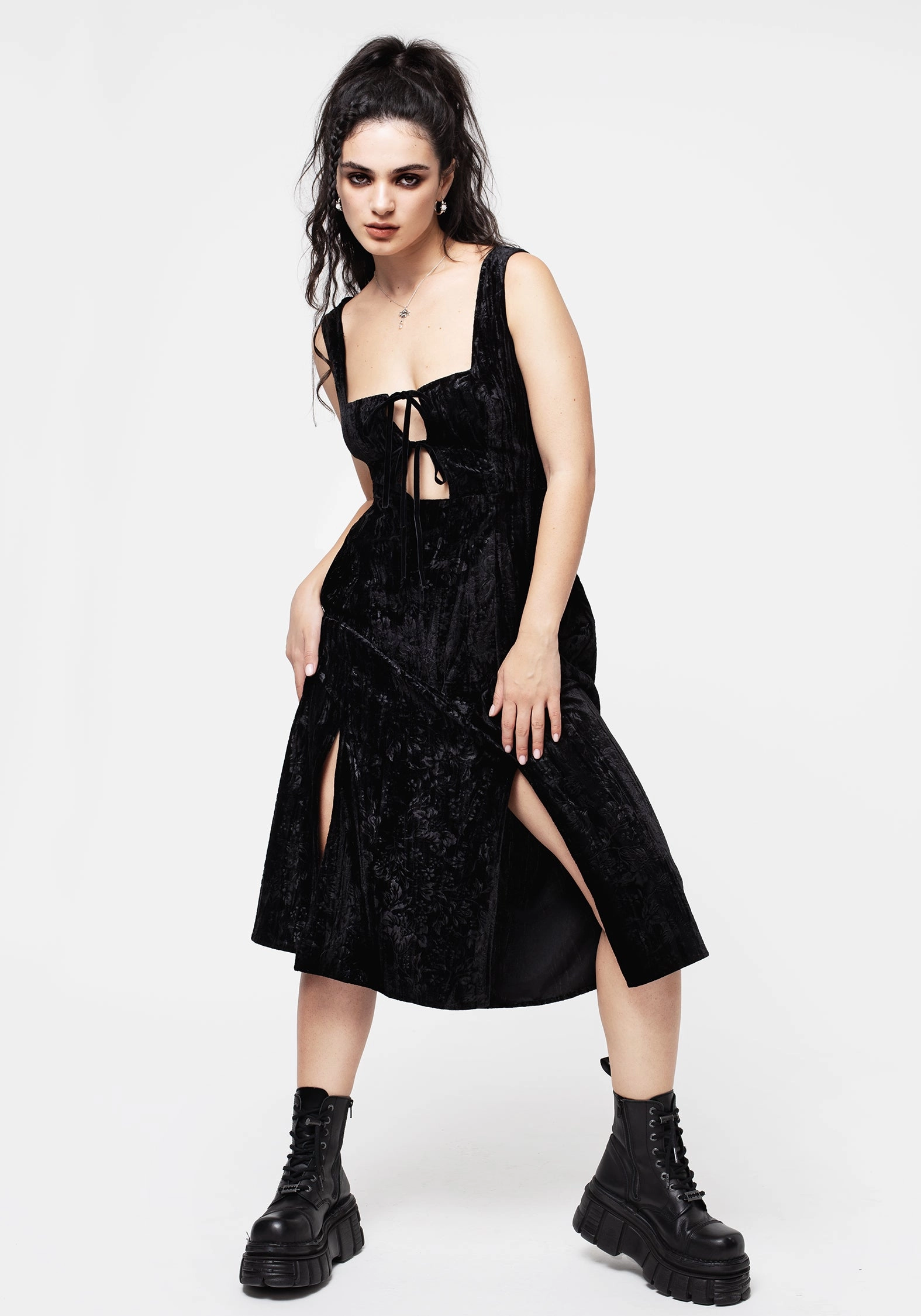 Maggie Tie Front Apron Midi Dress Dresses Womens - women's dresses clearance