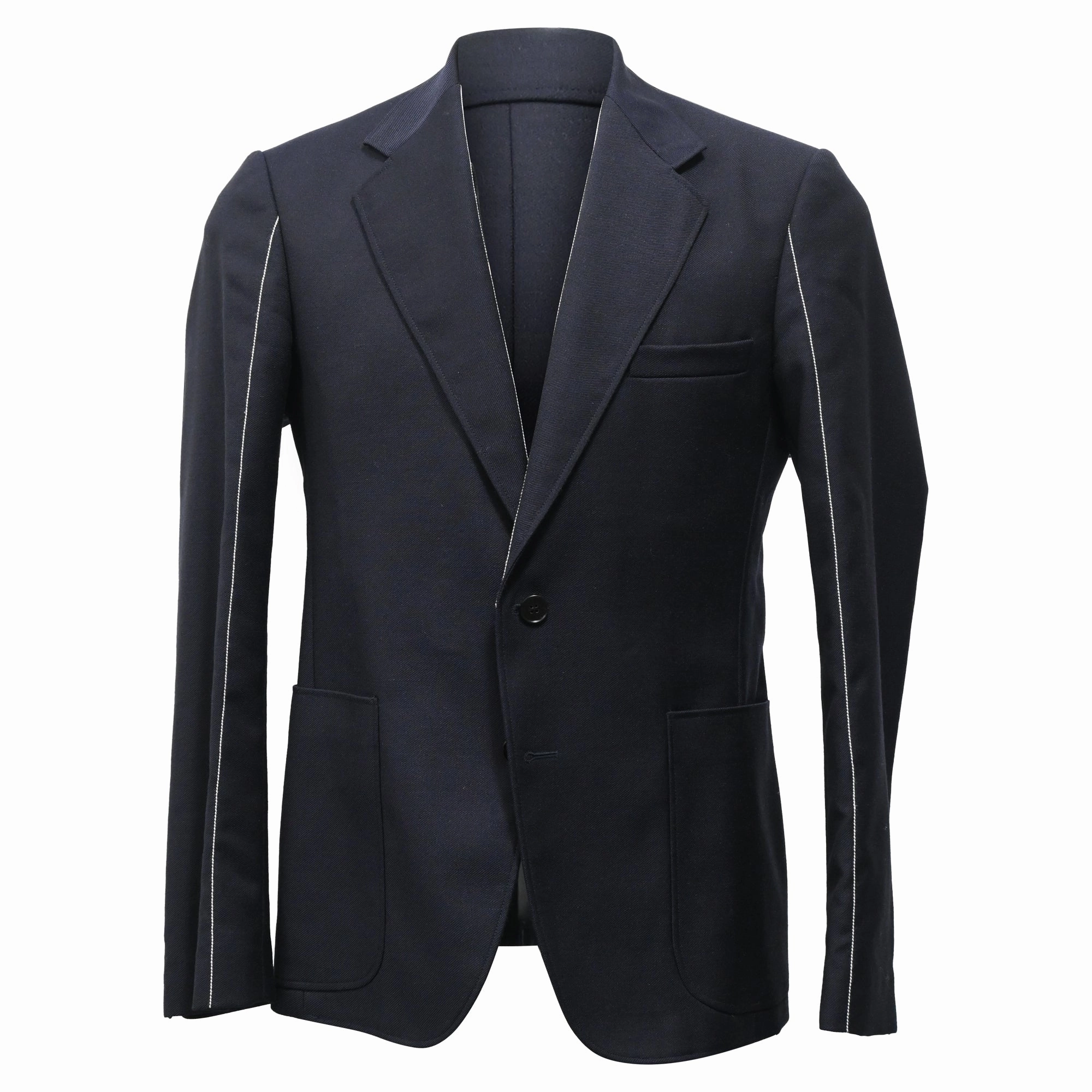 Maison Margiela Visible Stitch Blazer in Navy Blue Wool