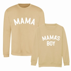 Mama & Mama's Boy Classic Sweatshirts - Sand/White Holiday Collection - vacation wear sale