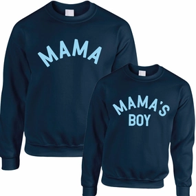 Mama & Mama's Boy Classic Sweatshirts Navy/Sky (MRK X) Holiday Collection - holiday outfits clearance