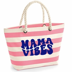 Mama Vibes Striped Nautical Beach Bag Holiday Collection - holiday outfits clearance