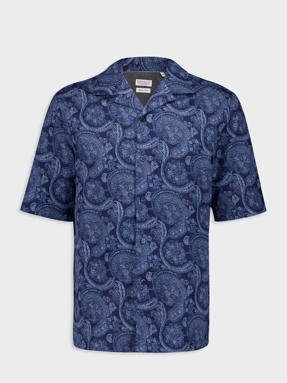 Marine Paisley Linen Camp Collar Shirt Tops Mens - flannel shirts