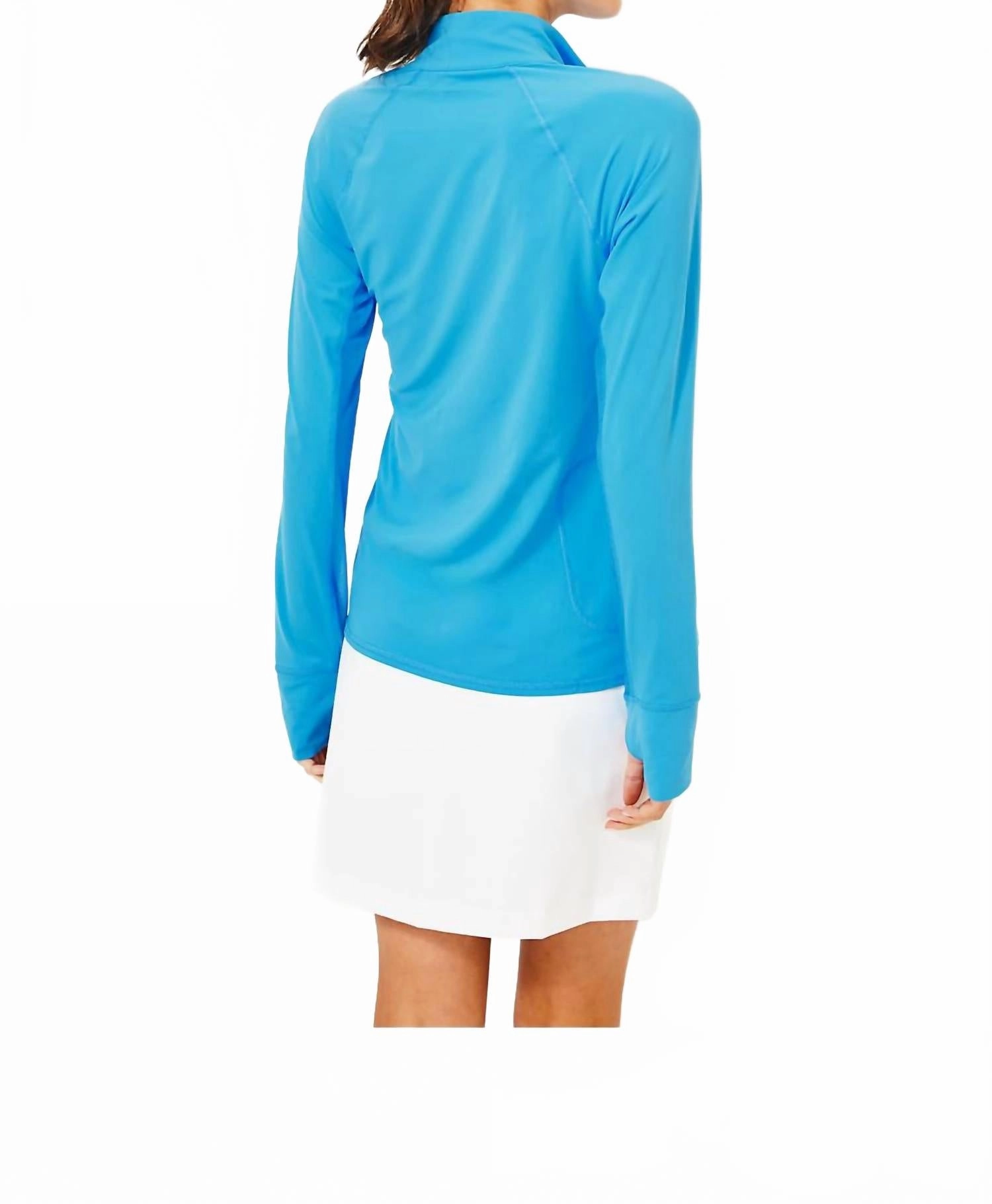 Marion Mesh Panel Half Zip Pullover In Lunar Blue