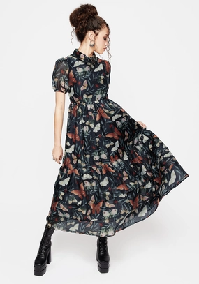 Mariposa Puff Sleeve Organza Maxi Shirt Dress Dresses Womens - women's dresses clearance