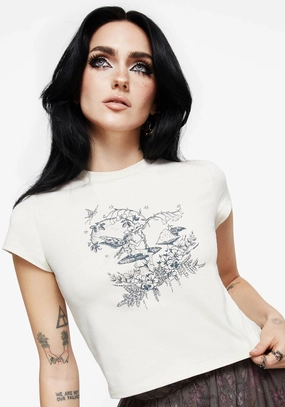 Maypole Cotton Fairy Print Crop T-Shirt Tops Womens - women's blouses clearance