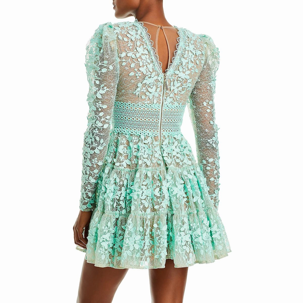 Megan Womens Lace Mini Fit & Flare Dress