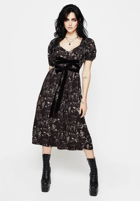 Melancholia Button Detail Puff Sleeve Midi Dress Dresses Womens - women's dresses clearance