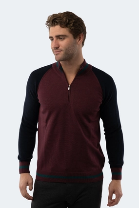 Melange Burgundy Quarter Zip designer sweaters outlet