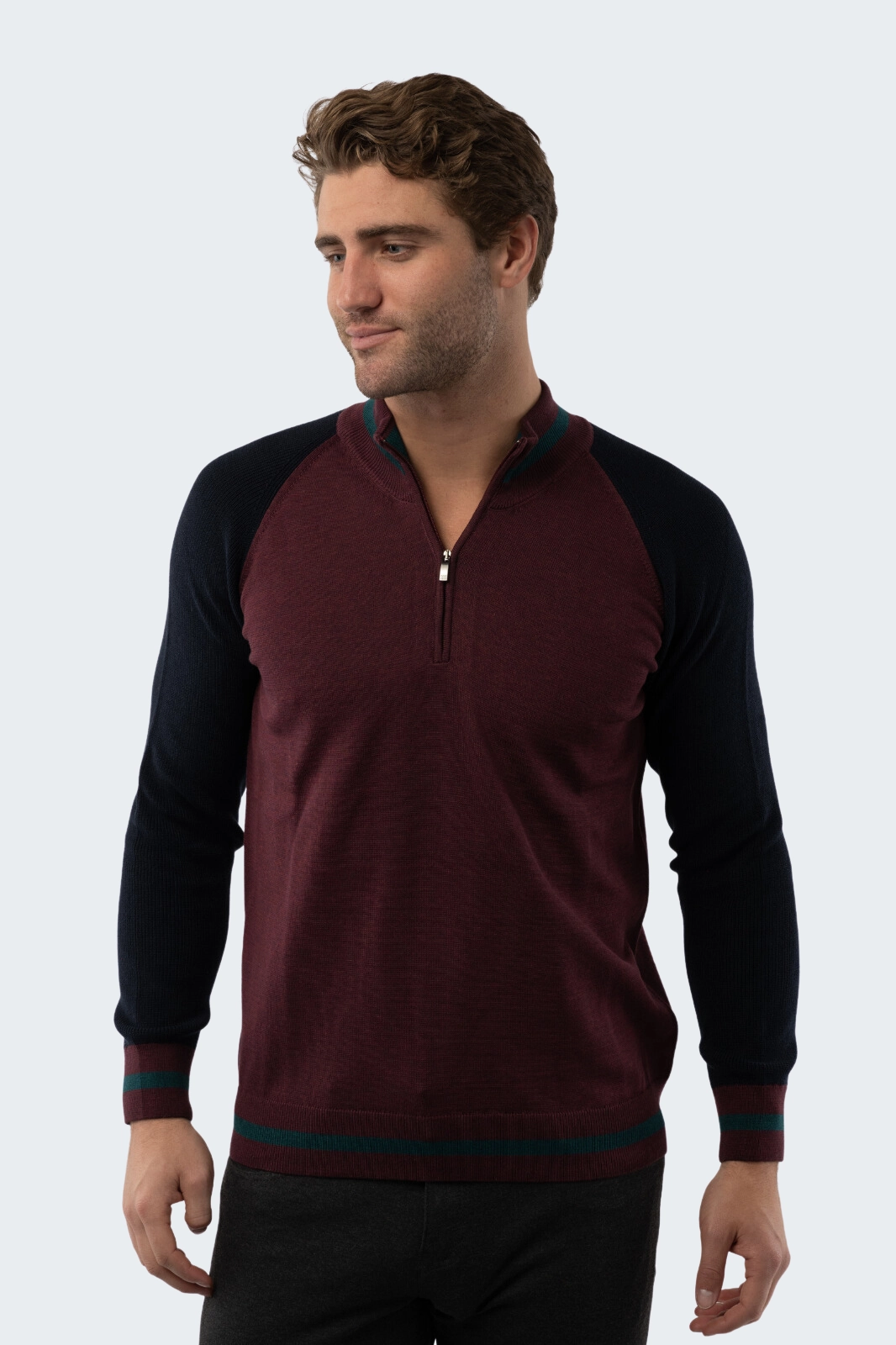 Melange Burgundy Quarter Zip designer sweaters outlet