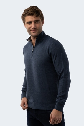Melange Indigo Quarter Zip designer sweaters outlet