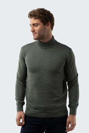 Melange Khaki Mockneck Sweater chunky knit discount