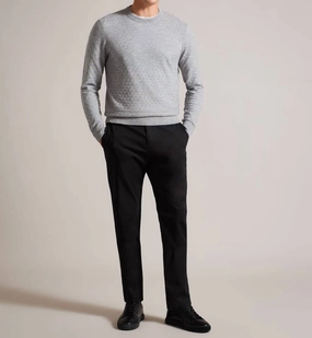 Men Lentic Raglan Sleeve Pullover Sweater In Grey-Marl chunky knit discount