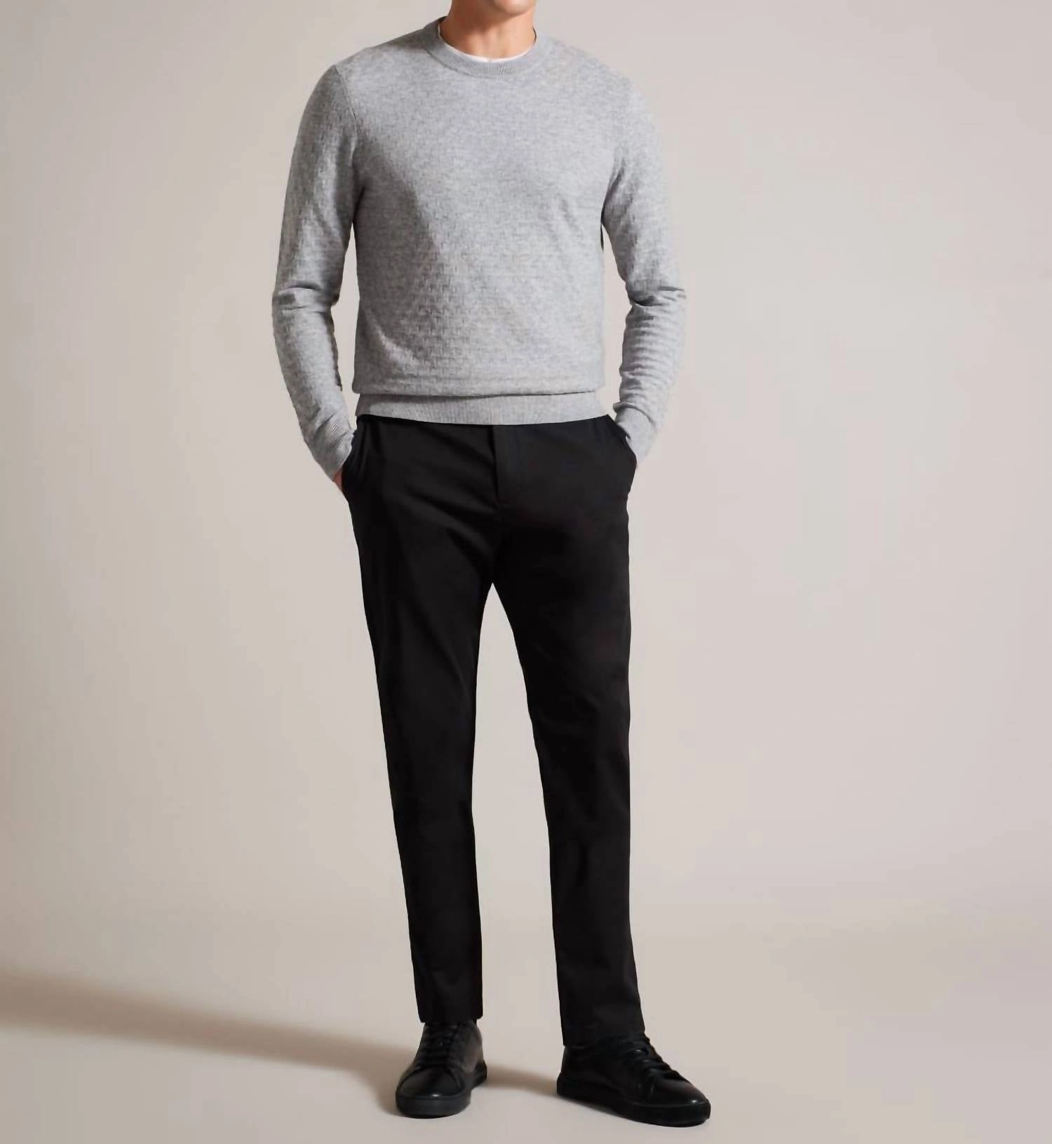 Men Lentic Raglan Sleeve Pullover Sweater In Grey-Marl chunky knit discount