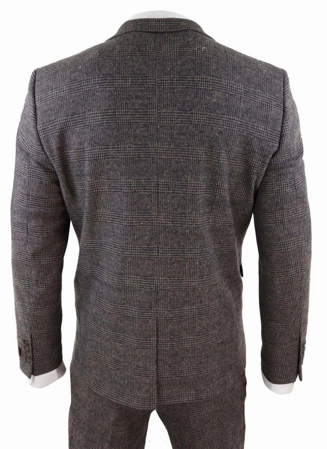 Men's 3 Piece Brown Herringbone Tweed Suit