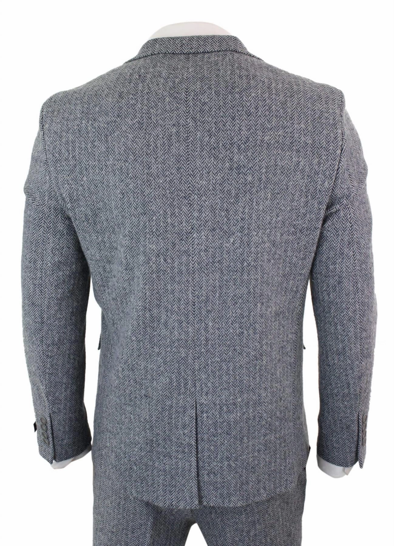 Men's 3 Piece Grey Herringbone Tweed Suit