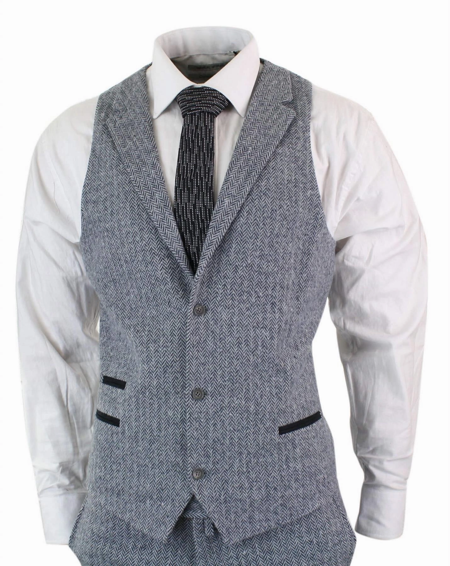 Men's 3 Piece Grey Herringbone Tweed Suit