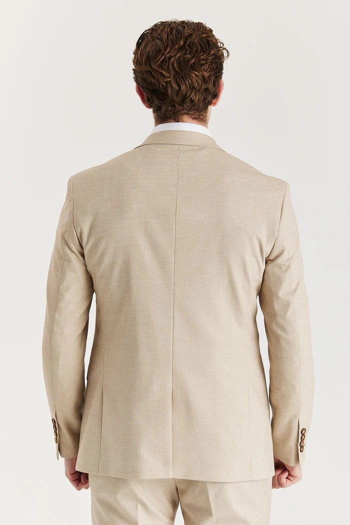 Men's Beige Lightweight Summer Wedding Party 3 Piece Suit