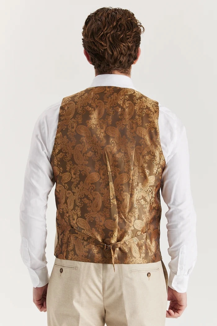 Men's Beige Lightweight Summer Wedding Party Waistcoat