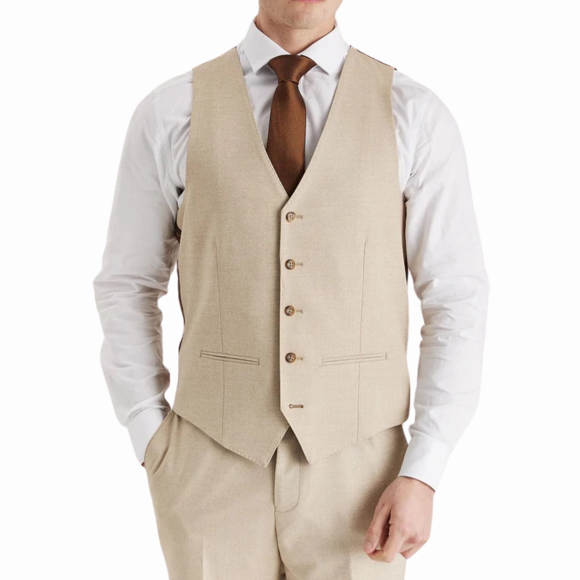 Men's Beige Lightweight Summer Wedding Party Waistcoat