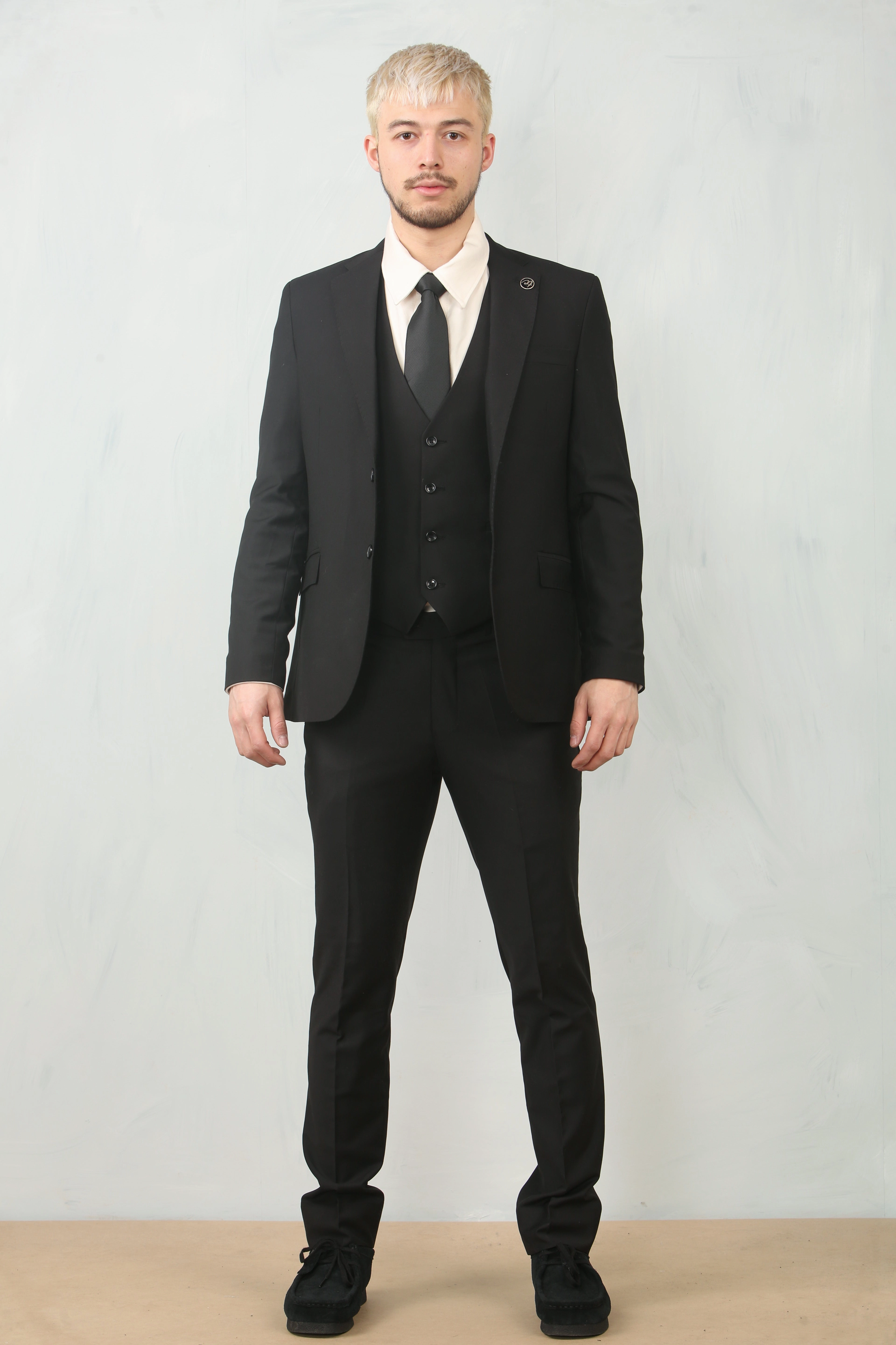 Men's Black 3 Piece Formal Classic Prom Suit Workwear