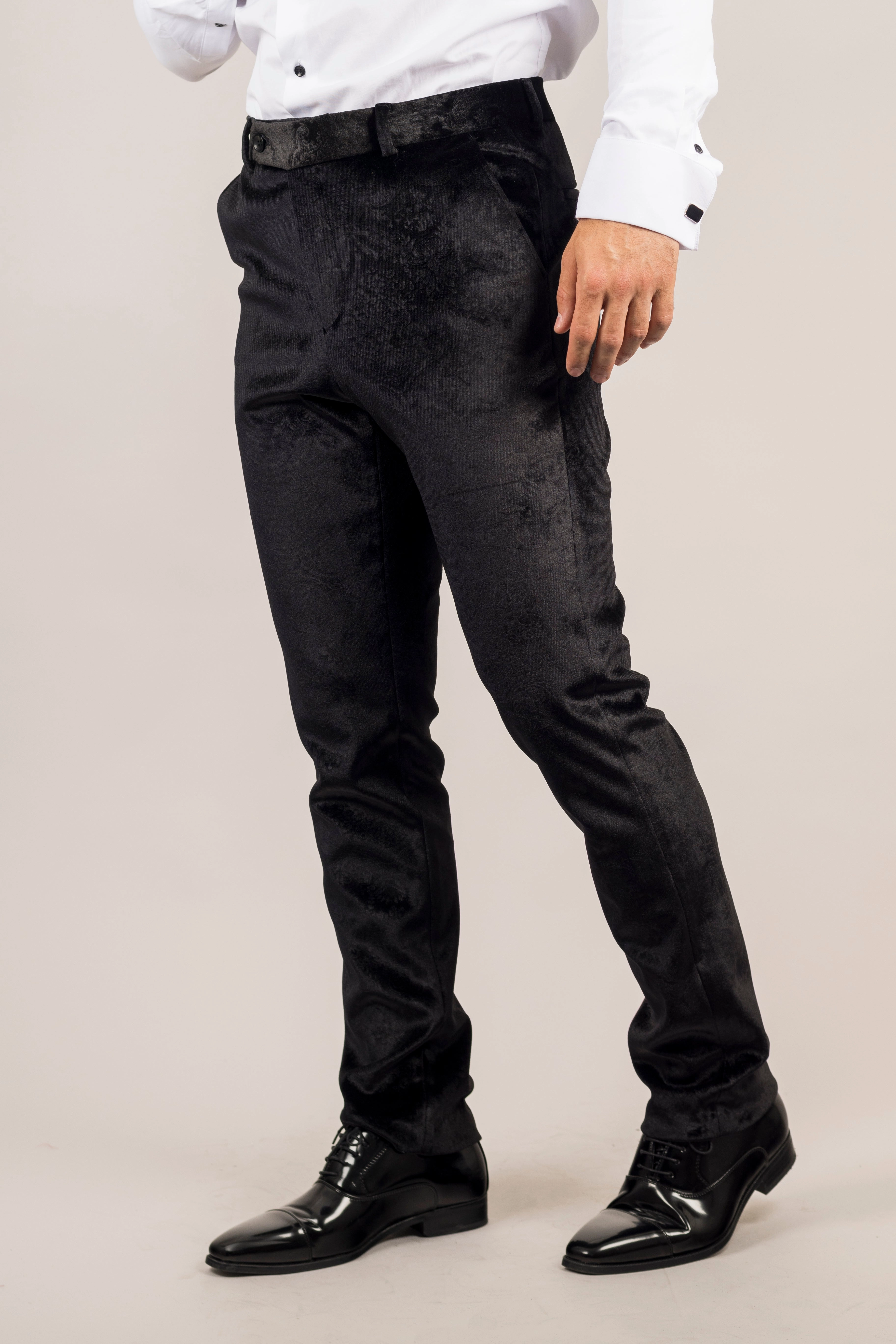 Men's Black 3 Piece Velvet Wedding Tuxedo Formal Suit