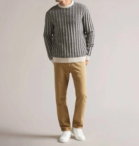 Men's Buzzad Textured Pullover Sweater In Black White chunky knit discount