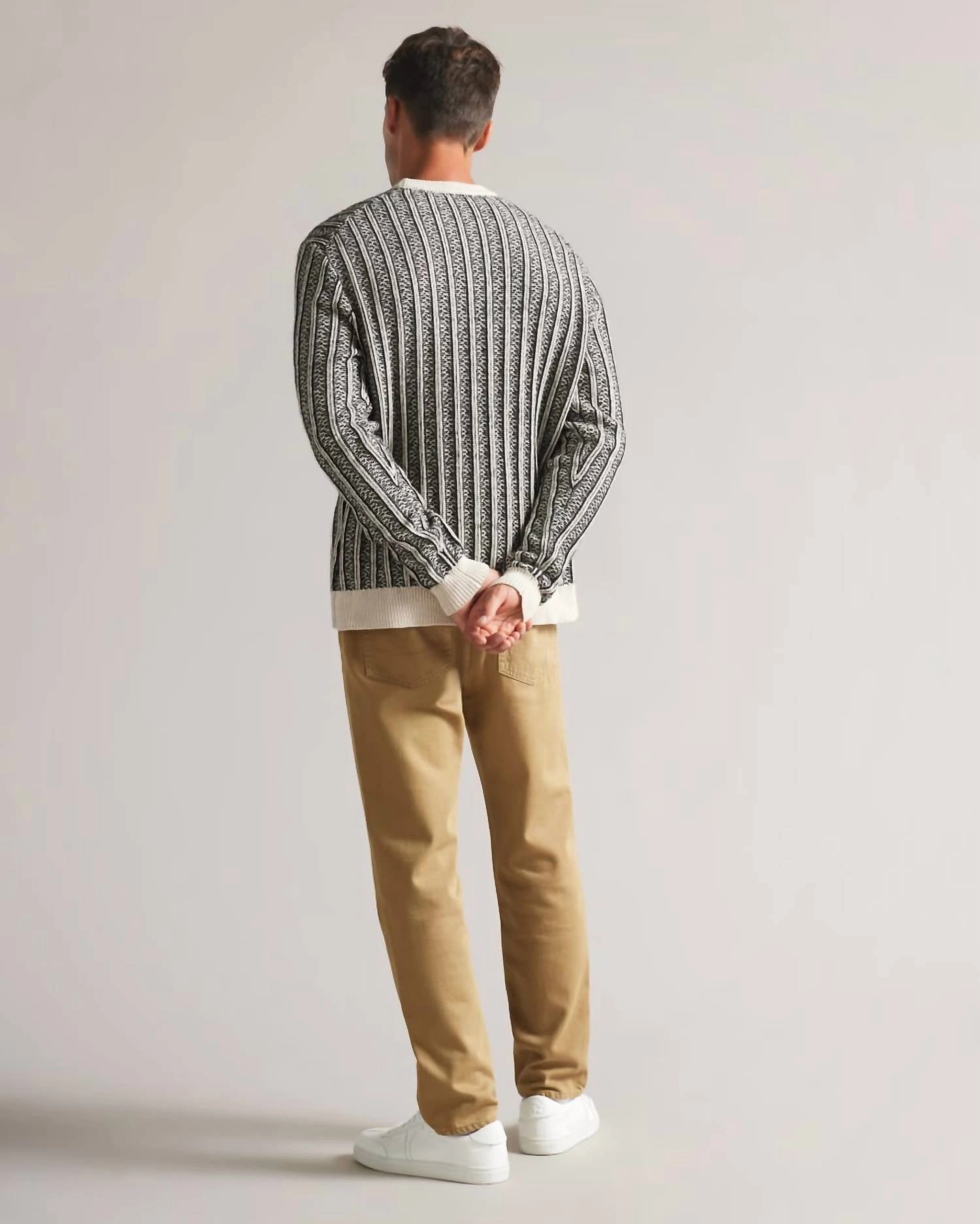 Men's Buzzad Textured Pullover Sweater In Black White
