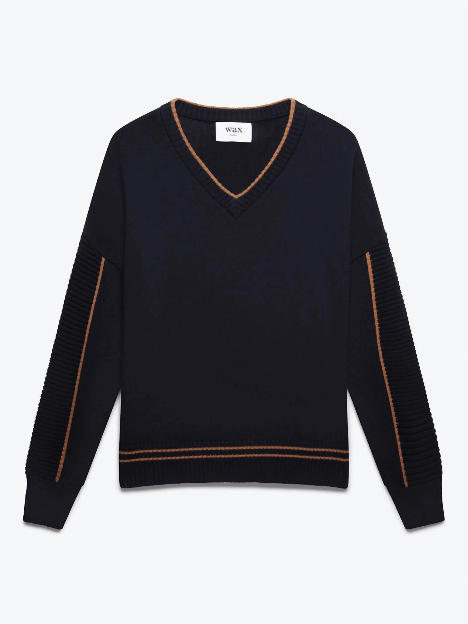 Men's Clarence V Neck Jumper In Navy chunky knit discount
