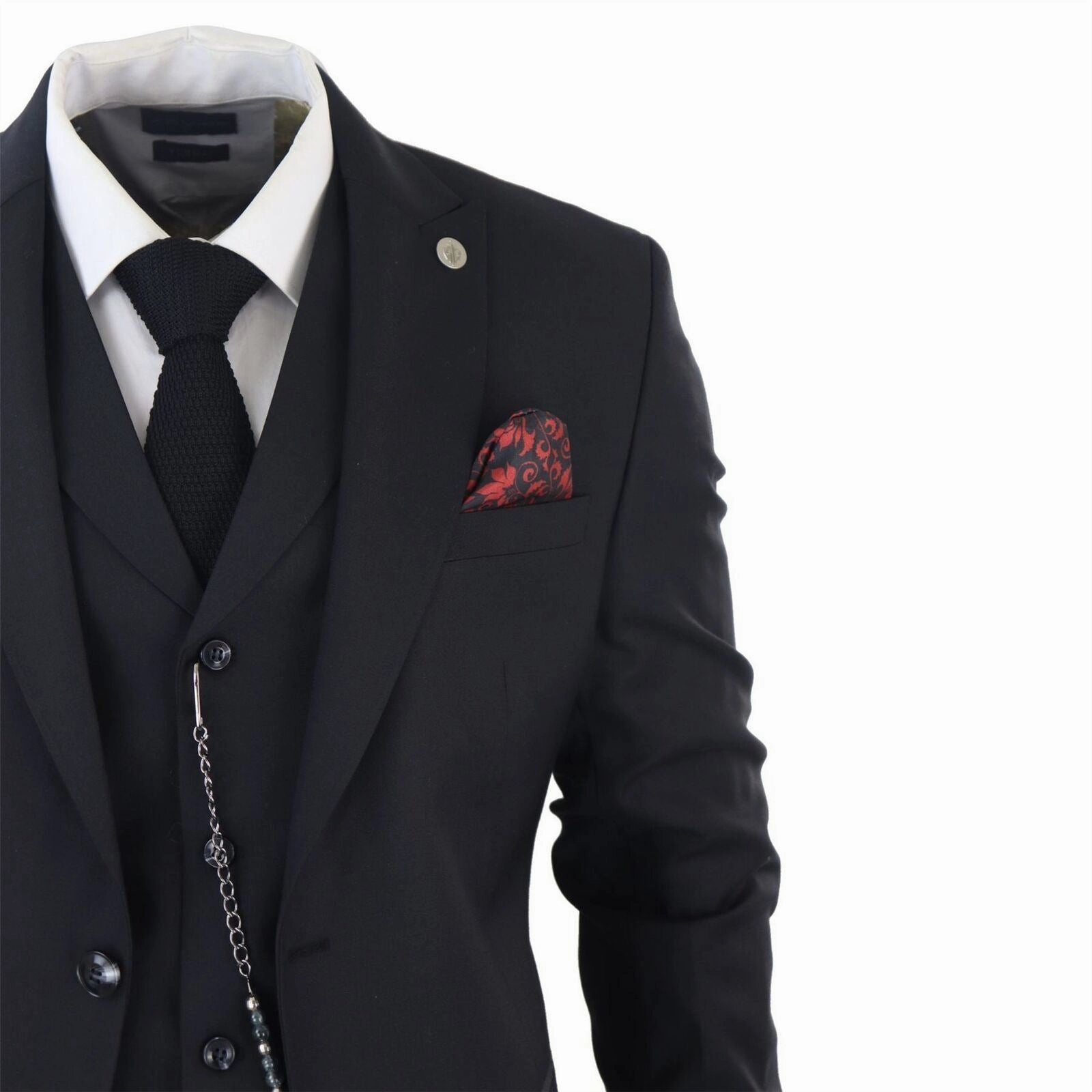 Men's Classic 3-Piece Plain Black Suit