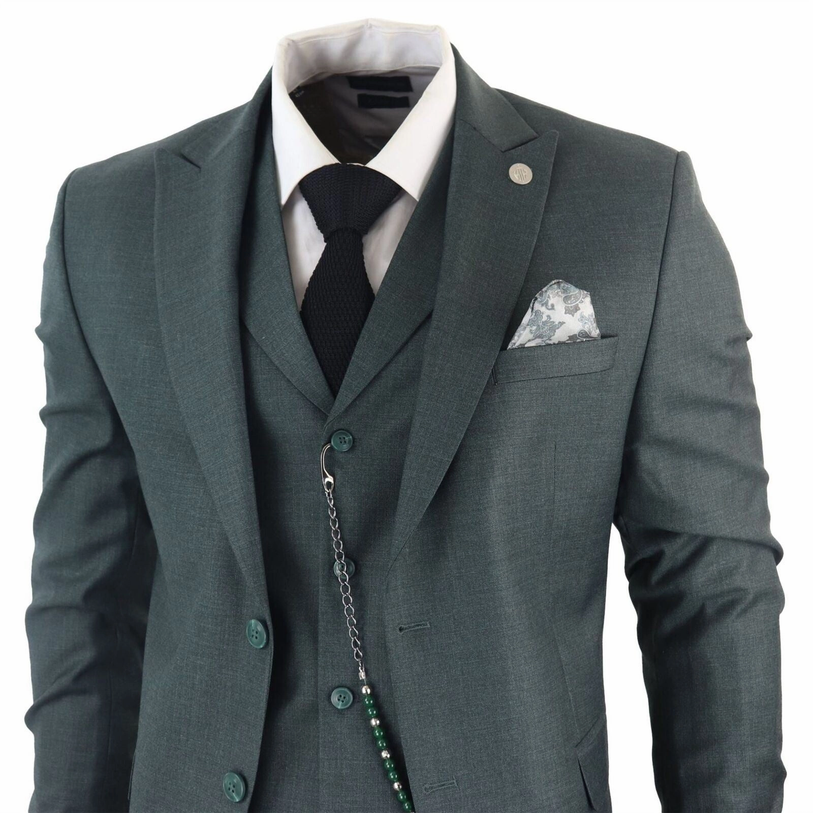 Men's Classic 3-Piece Plain Green Suit