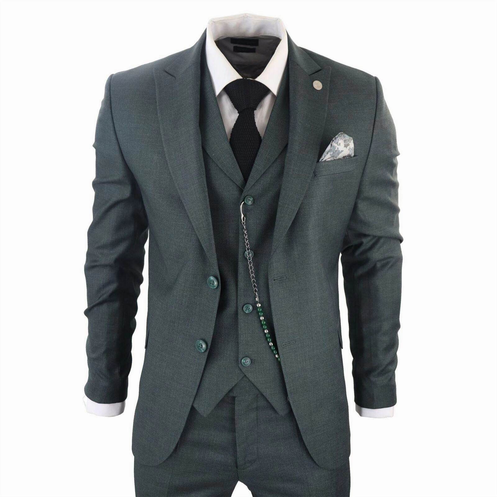 Men's Classic 3-Piece Plain Green Suit