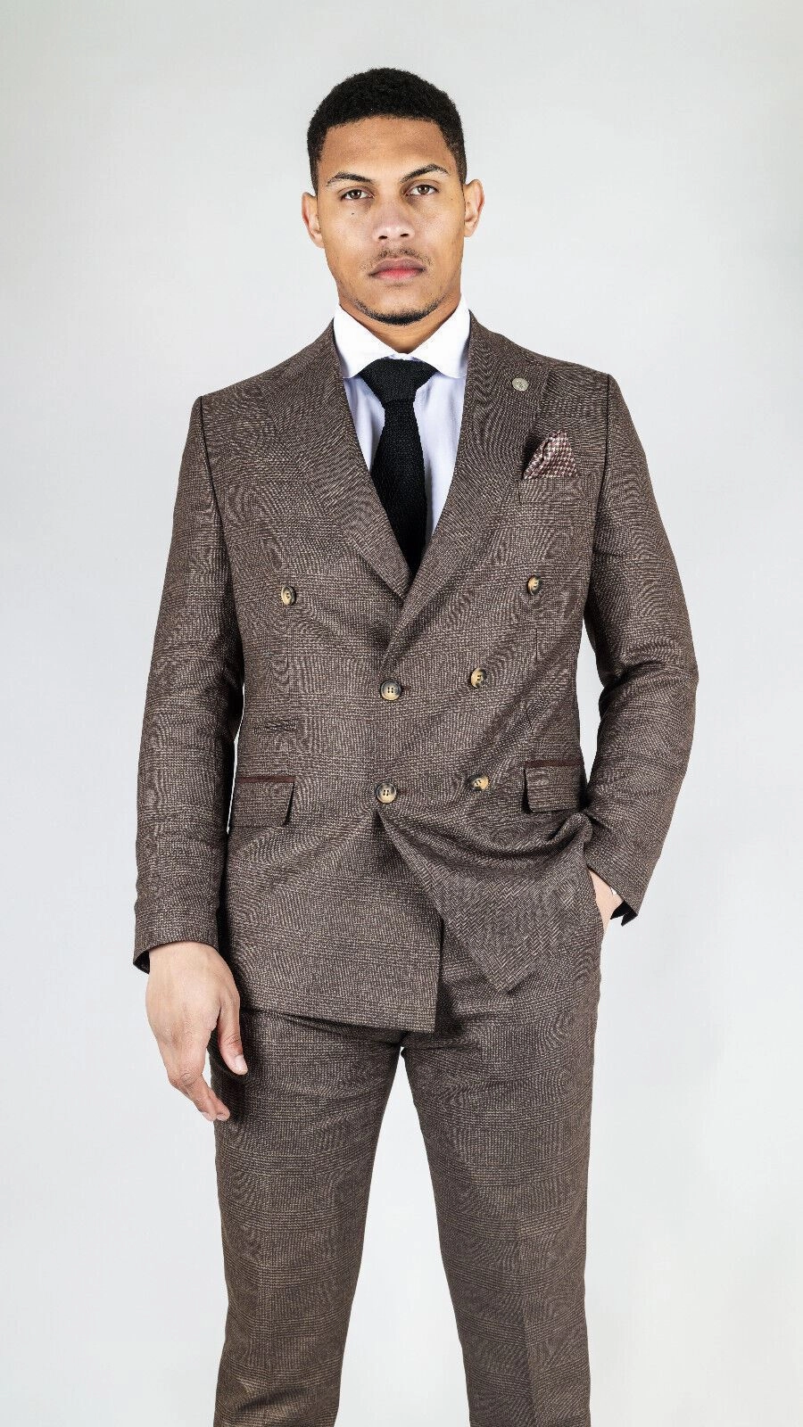 Men's Classic Brown Double Breasted 2-Piece Suit