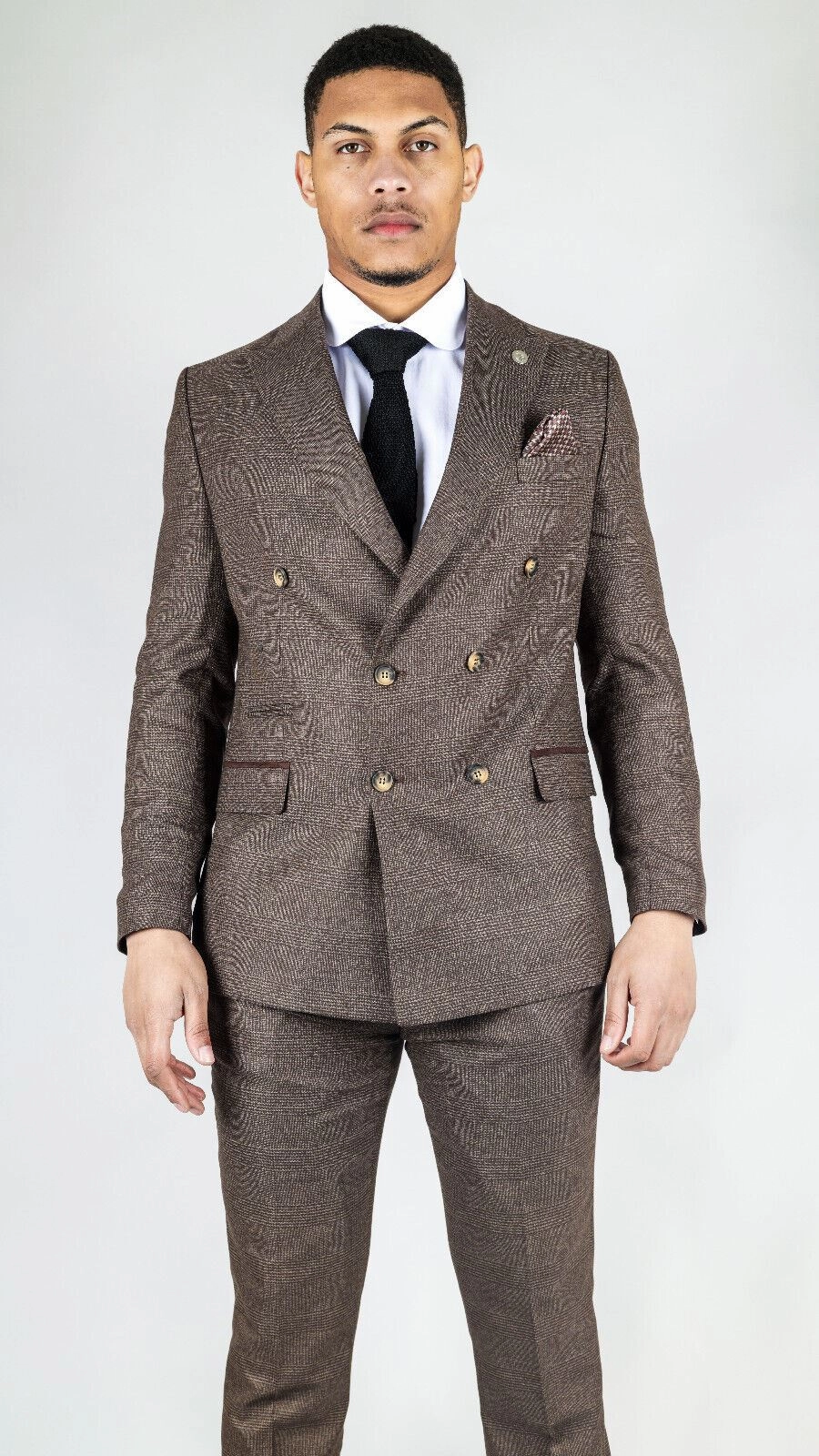 Men's Classic Brown Double Breasted 2-Piece Suit
