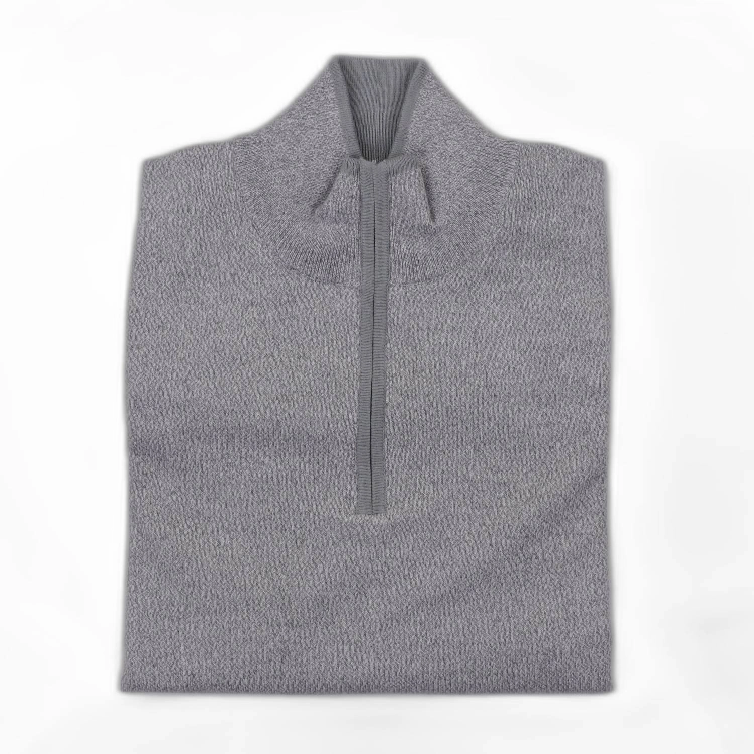 Men's Cotton-Cashmere Quarter Zip In Marled Silver turtleneck sweaters sale