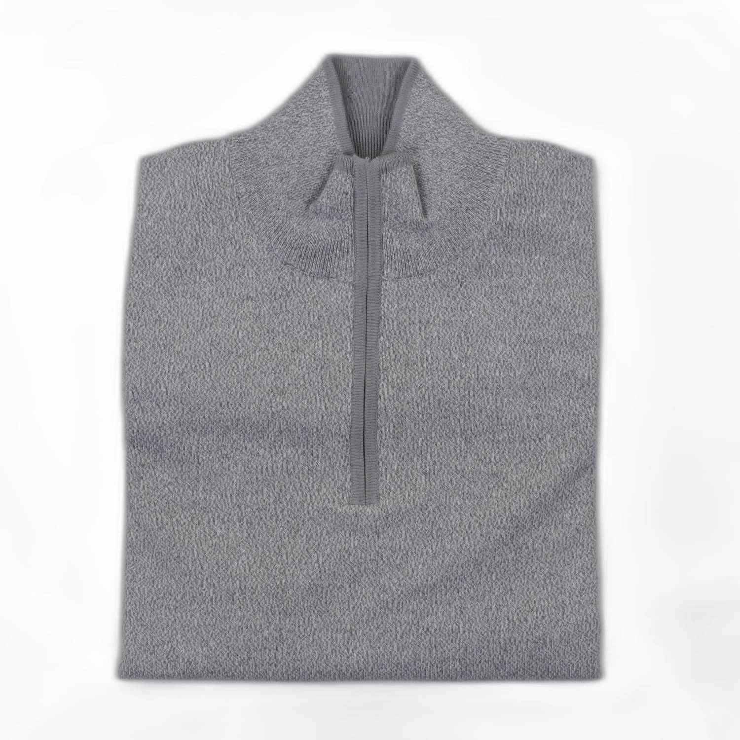 Men's Cotton-Cashmere Quarter Zip In Marled Silver