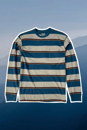 Men's Creators Stripe Long Sleeve Crew In Deep Water turtleneck sweaters sale