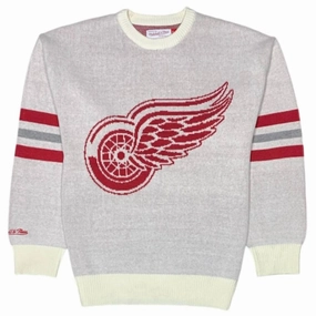 Men's Detroit Wings Retro Helmet Current Logo Sweater In Cream knit sweaters cheap