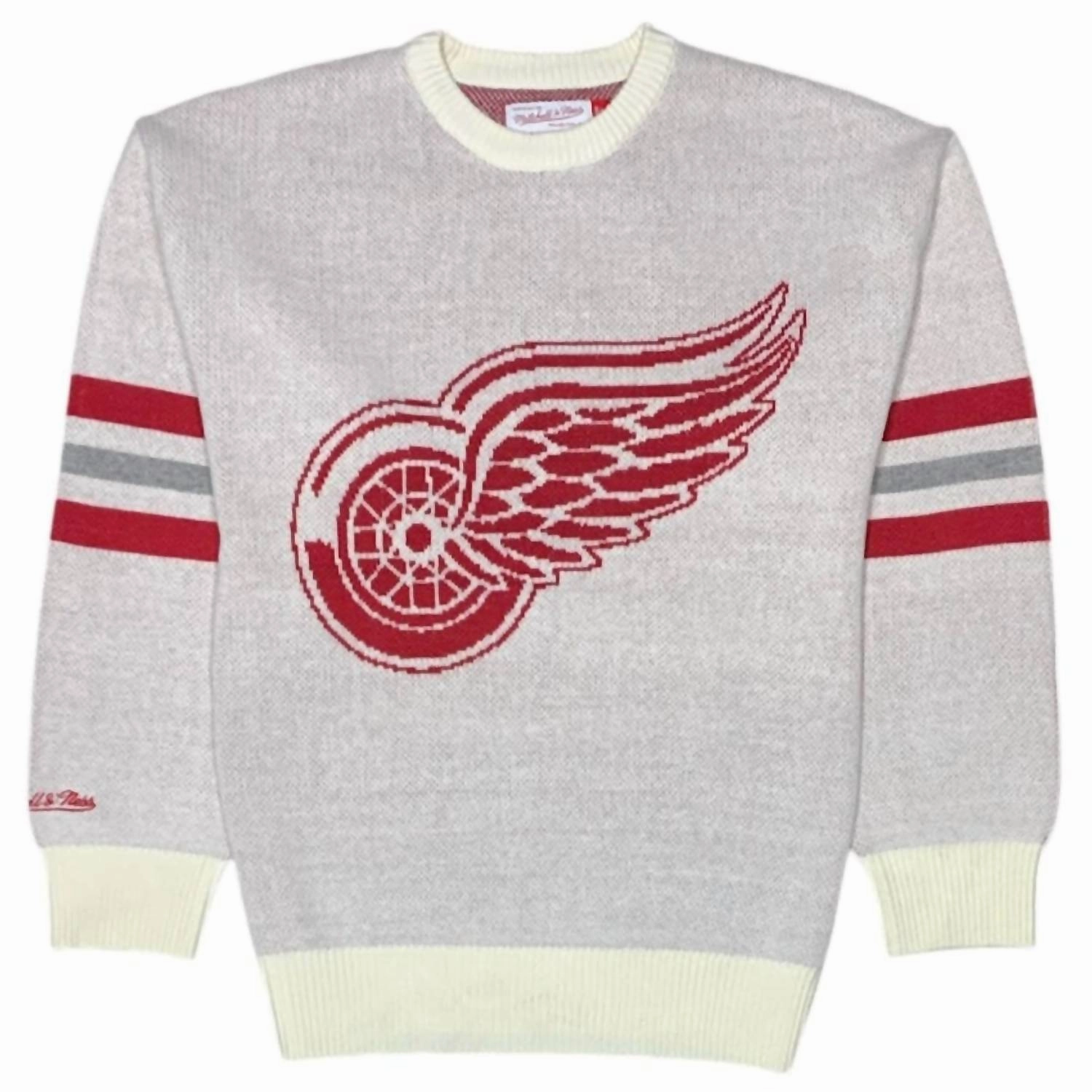 Men's Detroit Wings Retro Helmet Current Logo Sweater In Cream knit sweaters cheap