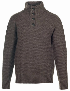 Men's Funnel Neck Military Sweater In Coffee chunky knit discount