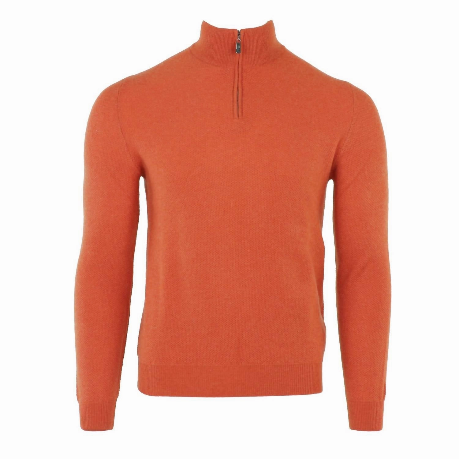 Men's Honeycomb Cashmere Quarter Zip In Rame turtleneck sweaters sale
