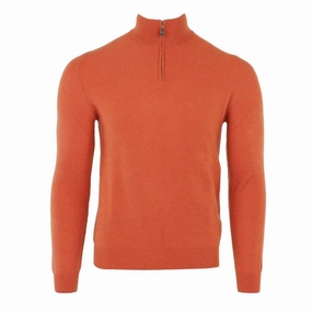 Men's Honeycomb Cashmere Quarter Zip In Rame turtleneck sweaters sale
