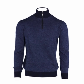 Men's Marled Cashmere Half Zip Sweater In Navy turtleneck sweaters sale