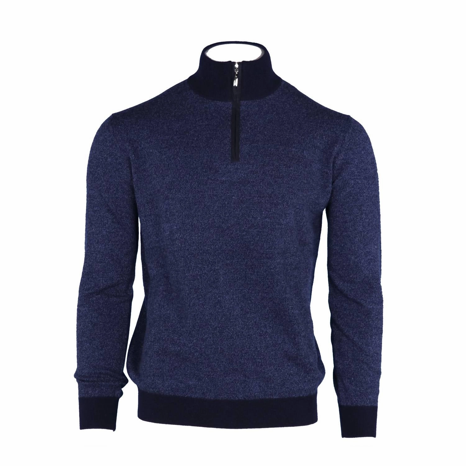 Men's Marled Cashmere Half Zip Sweater In Navy turtleneck sweaters sale