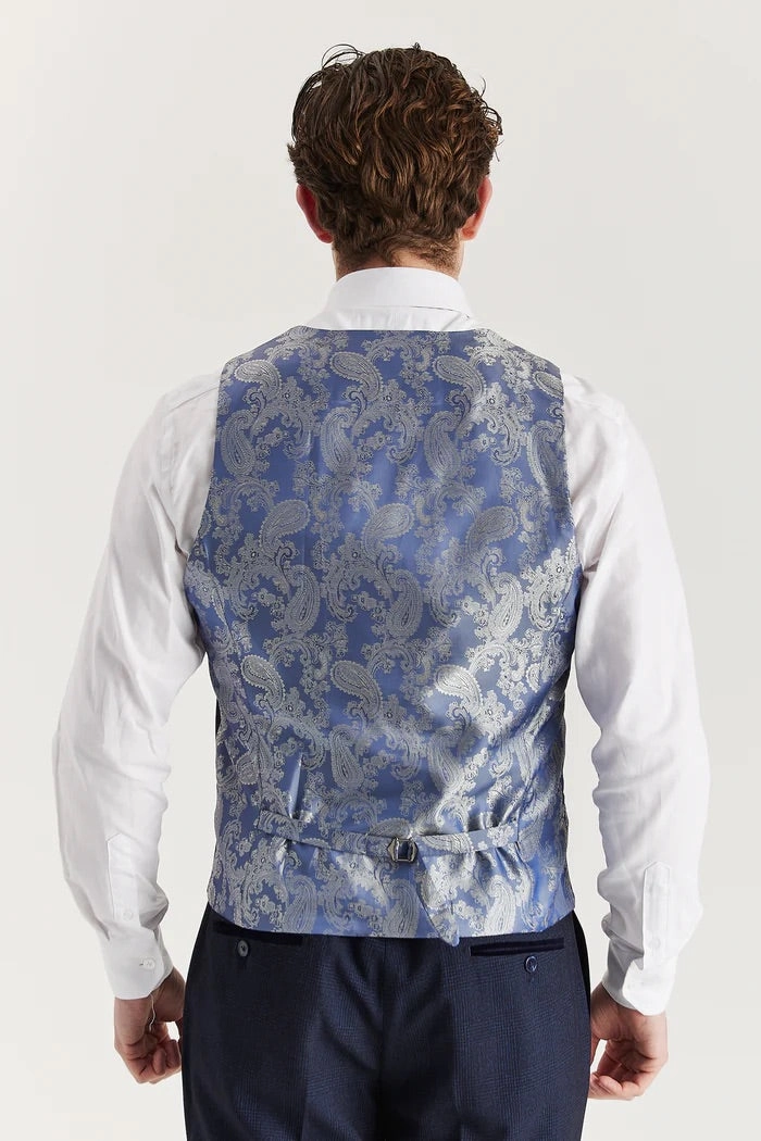 Men's Navy Suit Waistcoat Prince Of Wales Formal Waistcoat