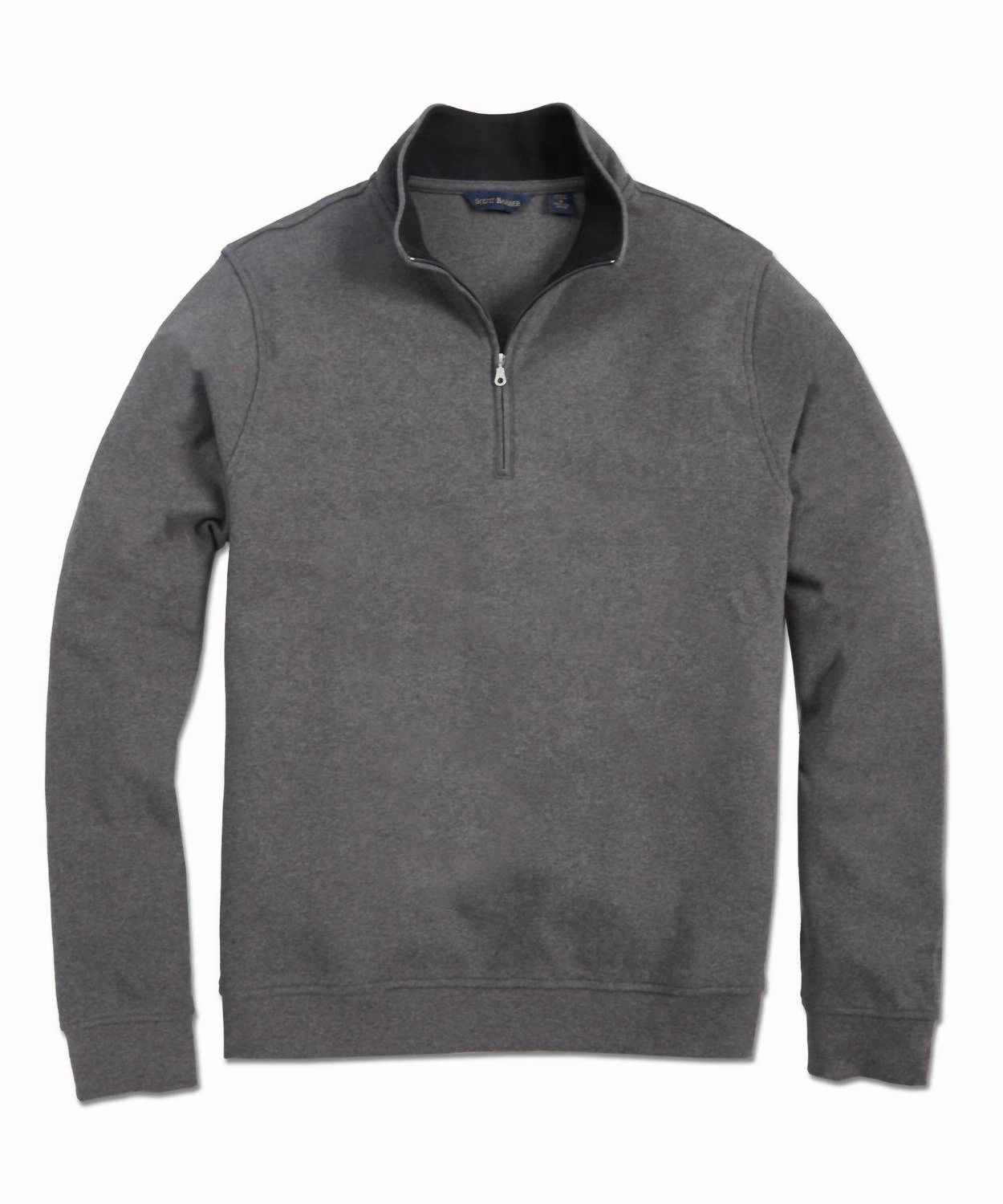 Men's Pima Interlock Zip Mock In Charcoal designer sweaters outlet