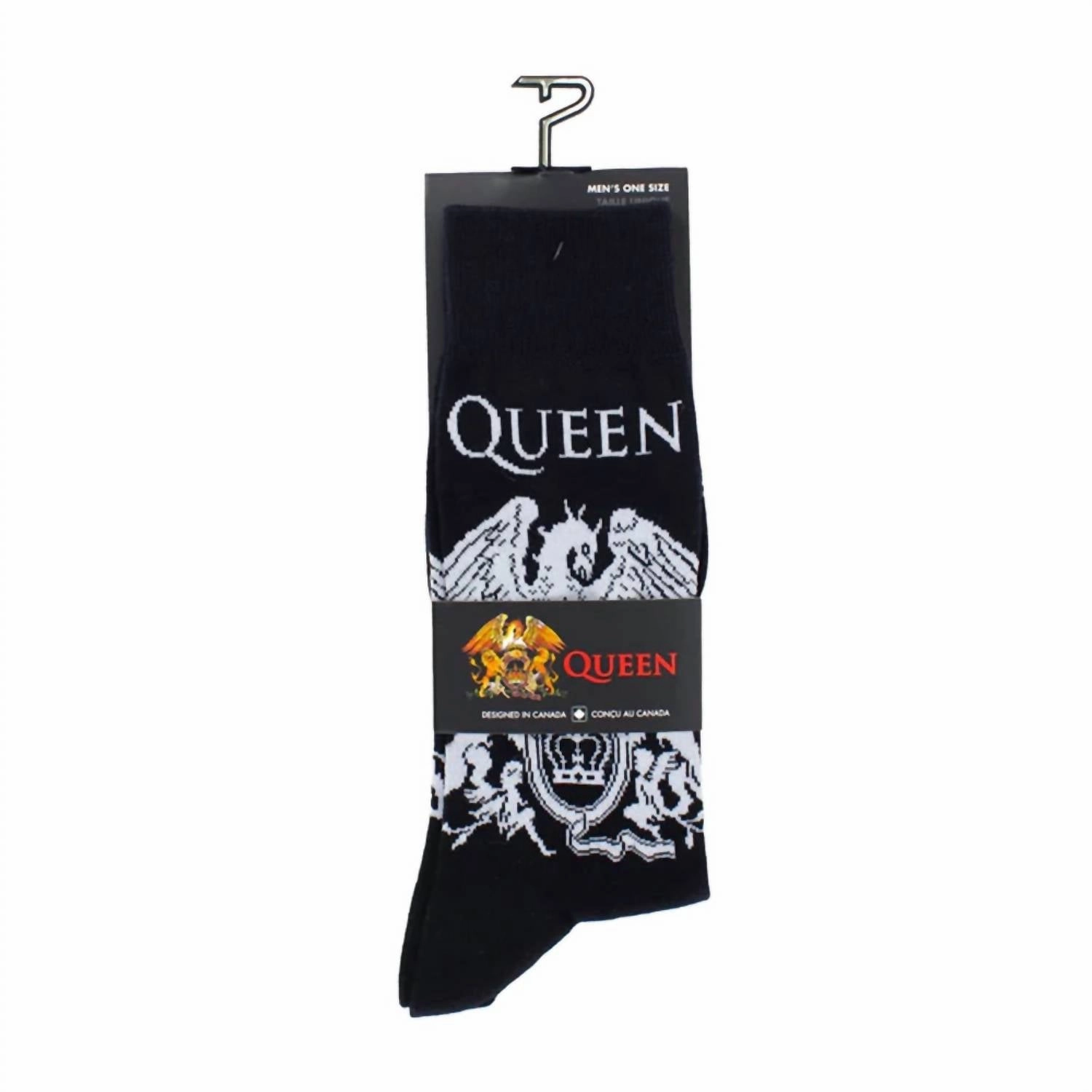 Men's Queen White Crest Crew Sock In Black