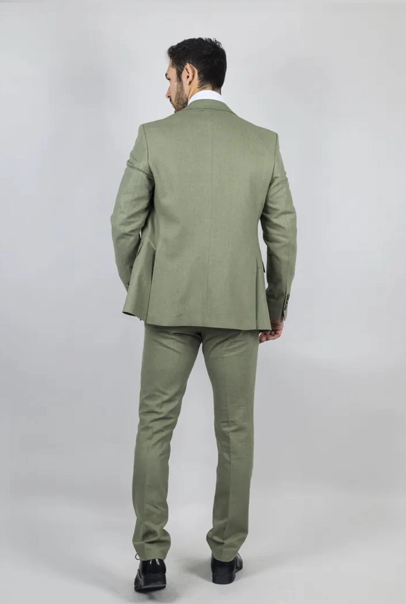 Men's Sage Tailor Fit3 Piece Linen Summer Wedding Suit